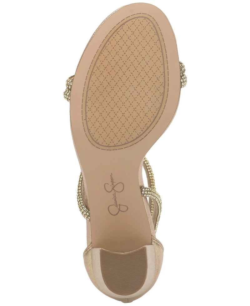Jessica Simpson Women's Shiny Rhinestone Block-Heel Dress Sandals
