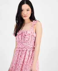 Kingston Grey Juniors' Square-Neck Ruffle-Strap Mini Dress