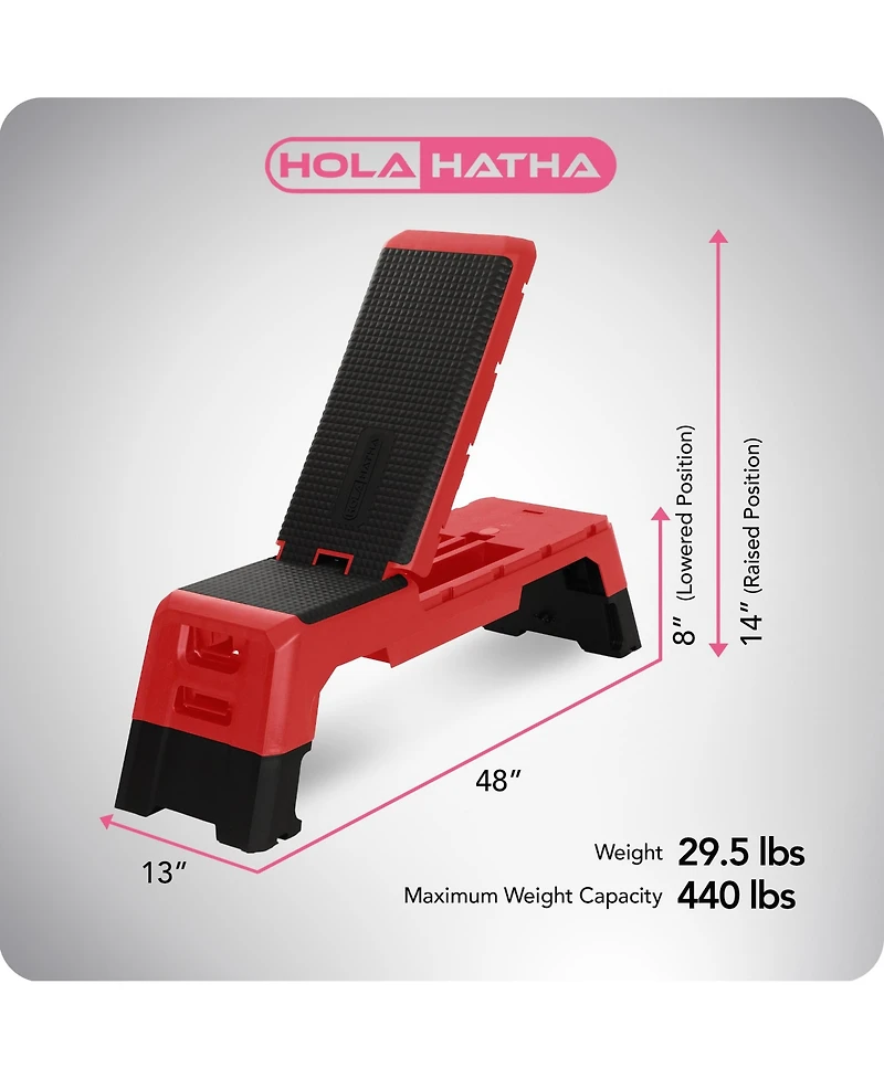 HolaHatha Multifunctional Fitness Aerobic Deck with Storage Compartment, Red