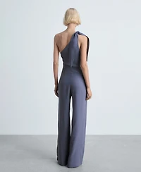 Mango Women's Asymmetrical Satin Jumpsuit
