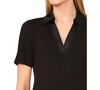CeCe Women's Contrast-Trim Short Sleeve Polo Shirt