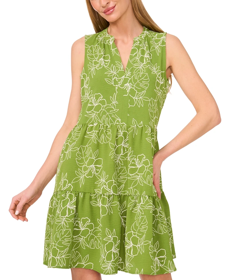 CeCe Women's Floral Sleeveless Baby Doll Dress
