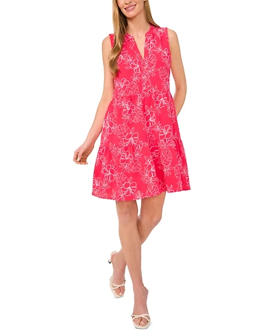 CeCe Women's Floral Sleeveless Baby Doll Dress