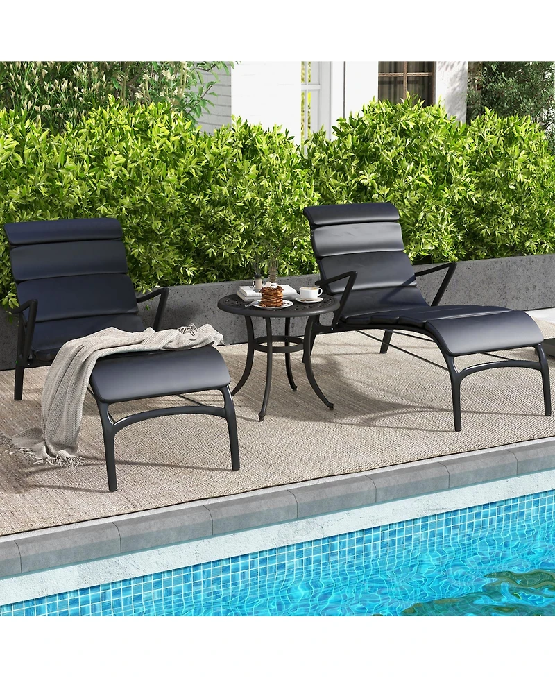 24 Inch Patio Side Table with Adjustable Footpads for Poolside Backyard Balcony
