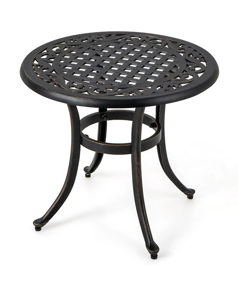24 Inch Patio Side Table with Adjustable Footpads for Poolside Backyard Balcony