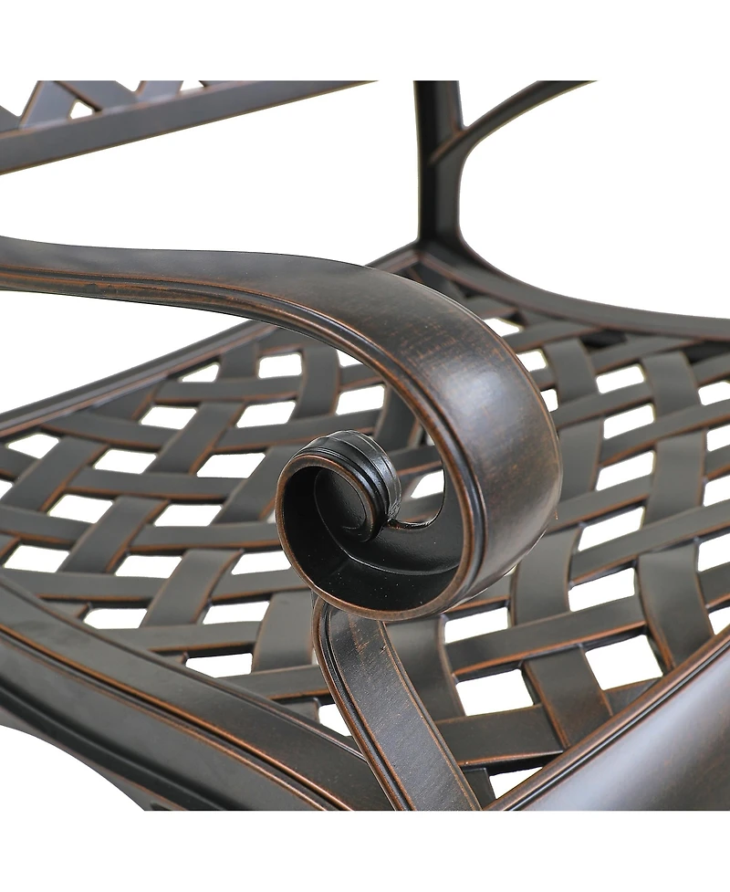 2 Pcs Outdoor Dining Chairs Cast Aluminium Patio Dining Chair Set of 2 Patio Bistro Chairs, Bronze