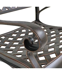2 Pcs Outdoor Dining Chairs Cast Aluminium Patio Dining Chair Set of 2 Patio Bistro Chairs, Bronze