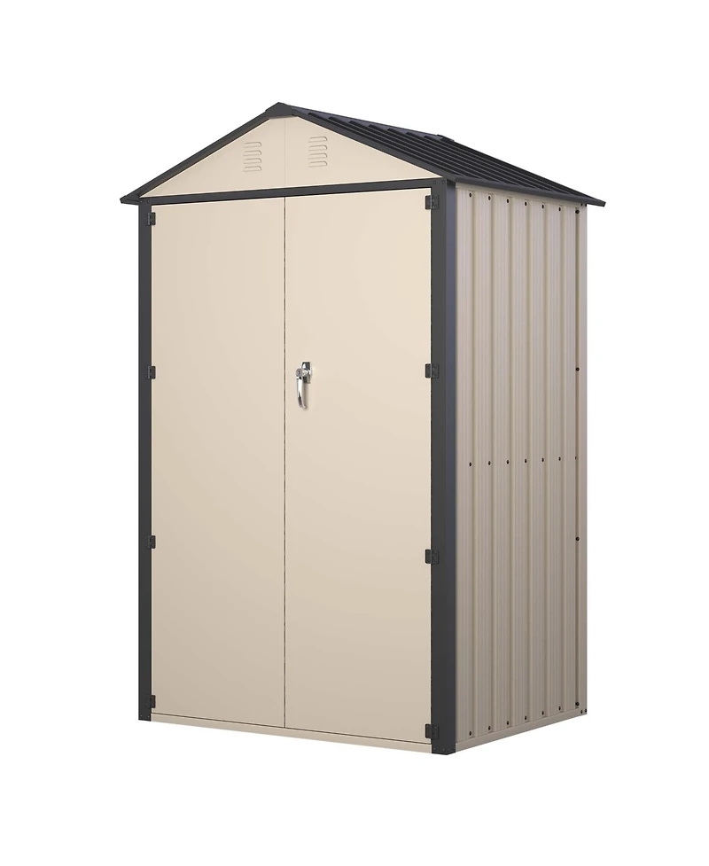 6x4 Ft Outdoor Storage Shed, Steel Metal Lockable Garden Shed, Tiny House, Utility Shed, Lean-to Shed & Outdoor Storage