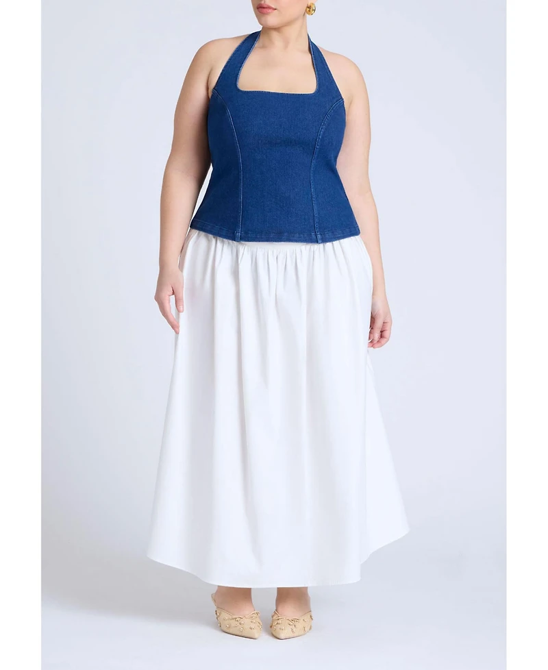 Eloquii Women's Comfort Stretch Denim Halter Top