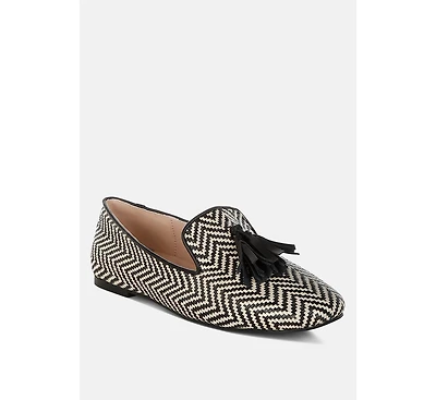 Dara Raffia Tassels Detail Loafers