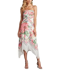 Tadashi Shoji Women's Brette Floral Print Tassel Fringe Midi Dress