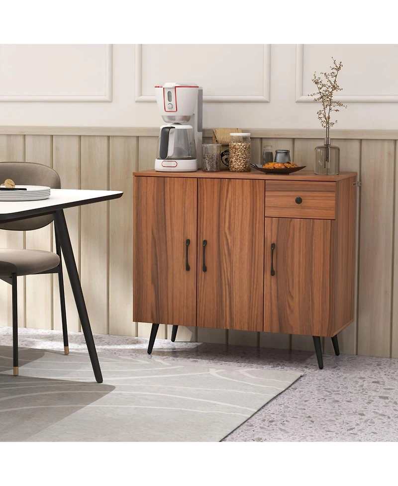 Sideboard Cabinet with 3 Doors and Pull out Drawer Adjustable Shelves