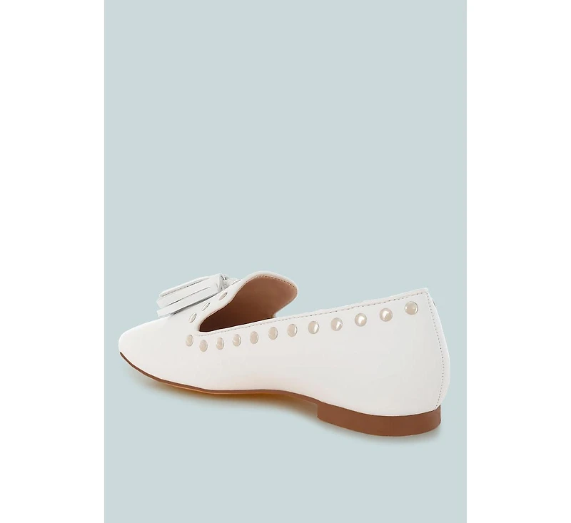 Philoha Studs & Tassels Detail Flat Loafers
