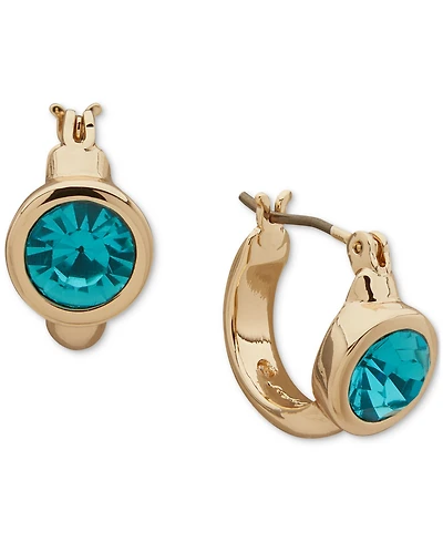 Karl Lagerfeld Paris Gold-Tone Stone Bezel Extra Small Huggie Hoop Earrings, 0.34"