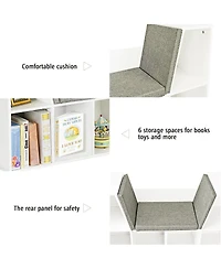 6-Cubby Kid Storage Bookcase Cushioned Reading Nook