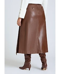 Eloquii Plus Size Double Belt Wrap Faux Leather Skirt