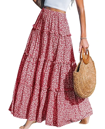Cupshe Women's Scarlet Sunset Red Maxi Cover-Up Skirt