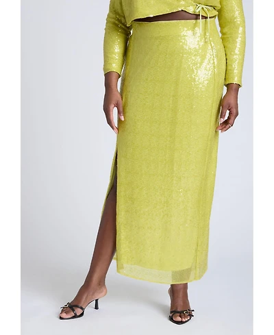 Eloquii Women's Sequin Column Midi Skirt