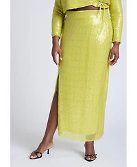 Eloquii Women's Sequin Column Midi Skirt