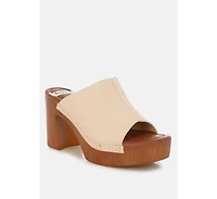 Masaki Soft Suede Leather Wooden Clogs