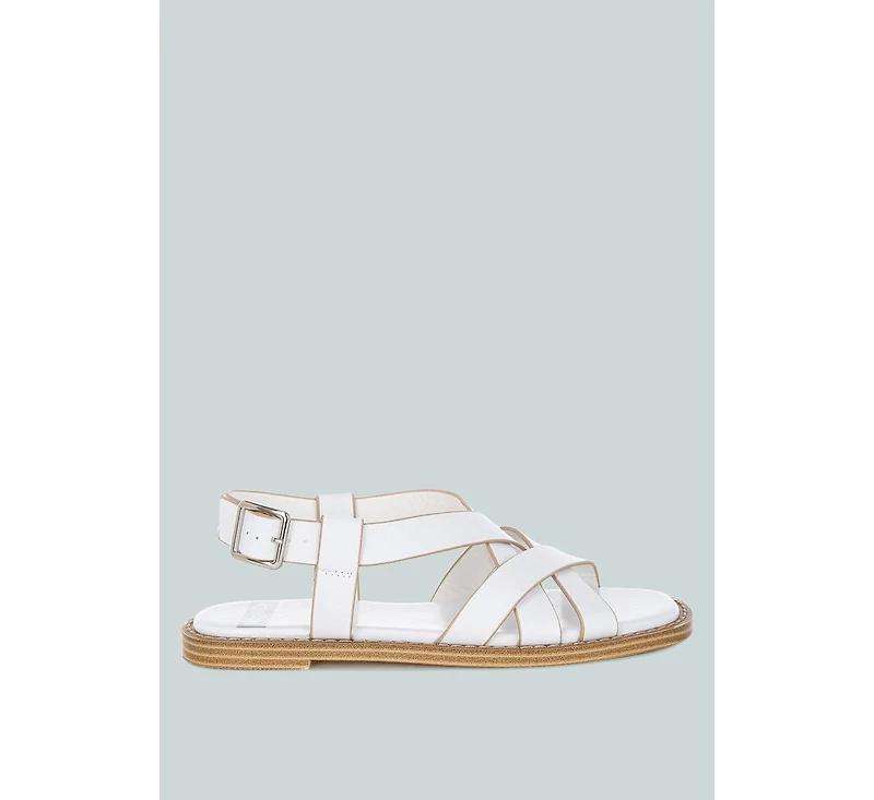 Kapaka Real Leather Flat Gladiator Sandals