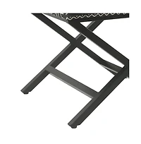 Tribal Pattern Upholstered Ottoman with X-Shape Legs for Stylish Seating & Storage