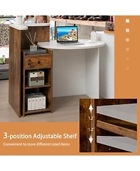 Front Reception Office Desk with Open Shelf and Lockable Drawer