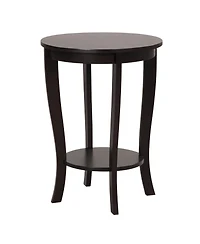 2-tier Round End Table with Solid Wood Legs