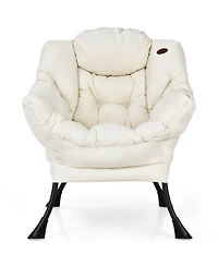 Modern Polyester Fabric Lazy Chair with Steel Frame and Side Pocket