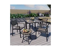 6-Piece Aluminum Outdoor Patio Dining Set with Square Table, Small Side Table and 4-Stackable Chairs
