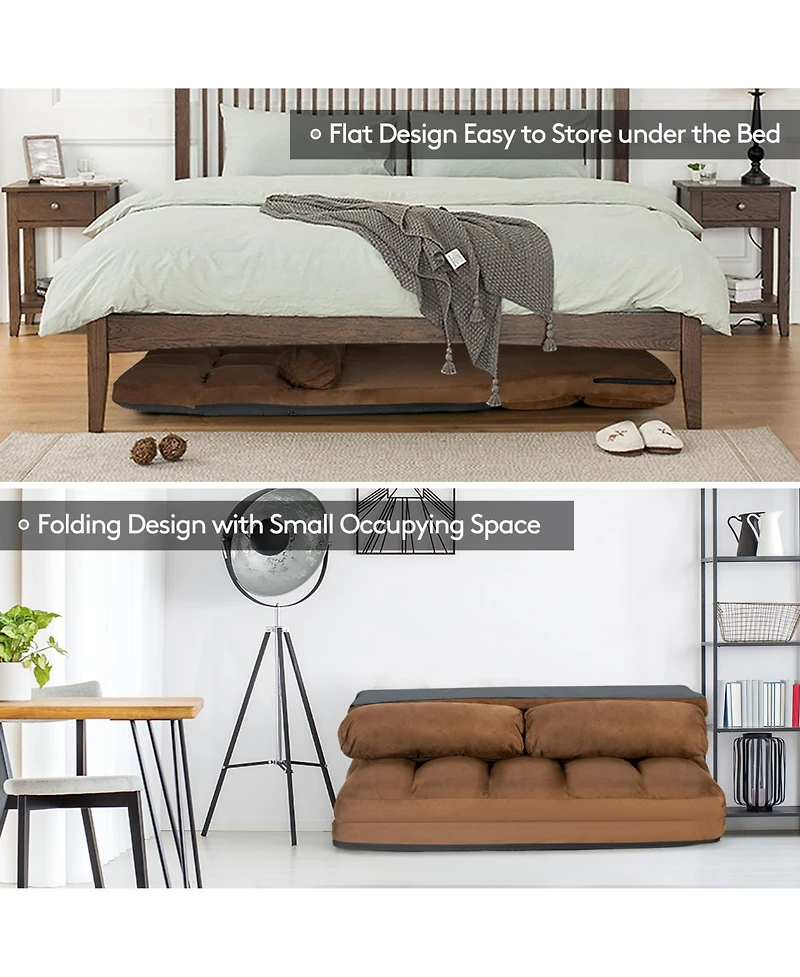 6-Position Foldable Floor Sofa Bed with Detachable Cloth Cover