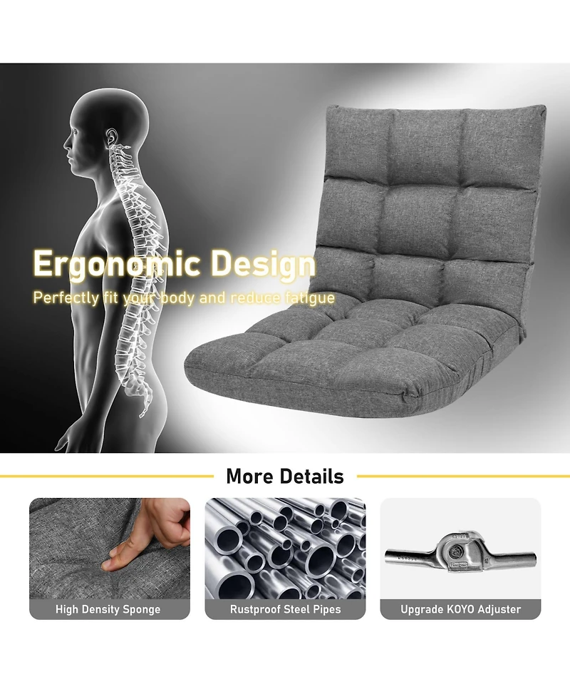 14-Position Adjustable Folding Lazy Gaming Sofa