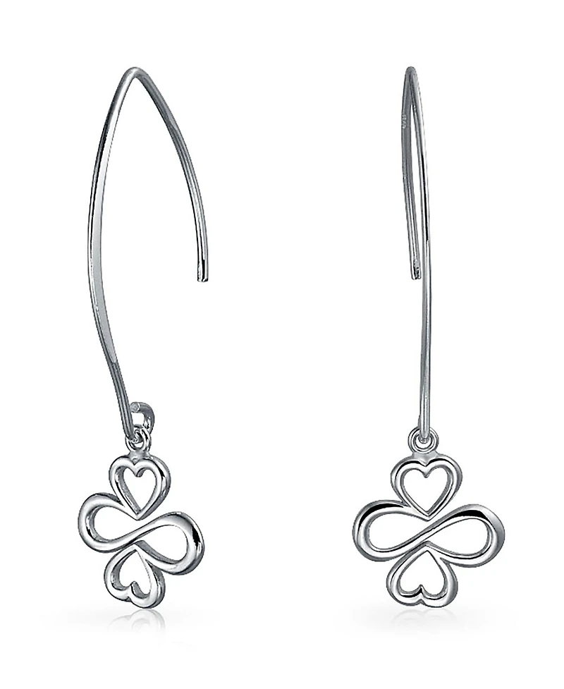 Bling Jewelry Ayllu Amulet Talisman Inspirational Intertwine Symbol Flower Infinity Clover Wire Threader Earrings For Women .925 Sterling Silver
