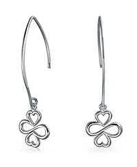Bling Jewelry Ayllu Amulet Talisman Inspirational Intertwine Symbol Flower Infinity Clover Wire Threader Earrings For Women .925 Sterling Silver