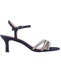 Nina Women's Bettany Mid Heel Crytal Asymmetrical Straps