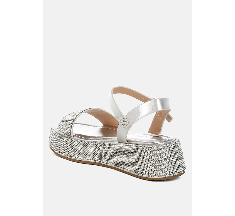 Nensis Rhinestone Embellished Flatform Sandals