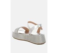 Nensis Rhinestone Embellished Flatform Sandals