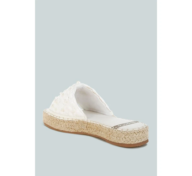 Yakna Pearl Embellished Woven Flats