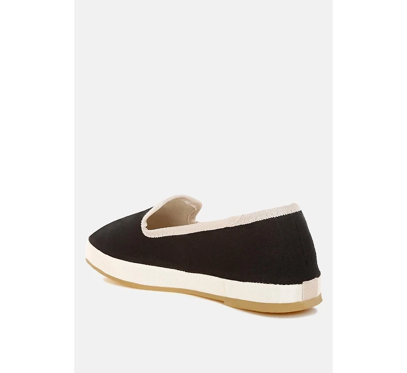 Moshka Round Toe Canvas Slip-On Loafers Women