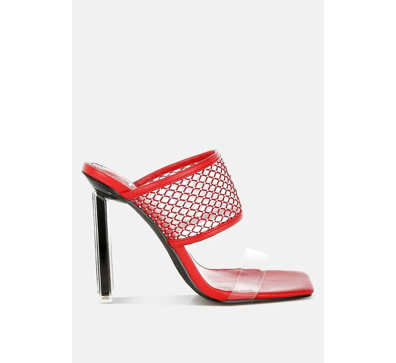 Salween Clear Embellished Square Toe Heels