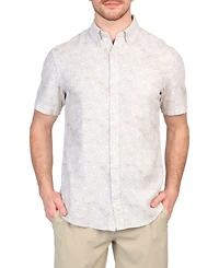 Tailorbyrd Big & Tall Batik Print Linen Short Sleeve Shirt