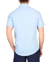 Tailorbyrd Men's Solid Linen Short Sleeve Button Down Shirt