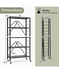 5-Tier Foldable Storage Shelf with Wheels