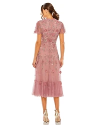 Mac Duggal Women's Embellished High Neck Cap Sleeve A Line Dress