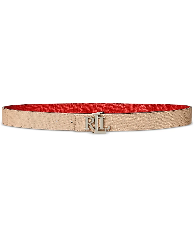 Lauren Ralph Logo Reversible Crosshatch Leather Belt