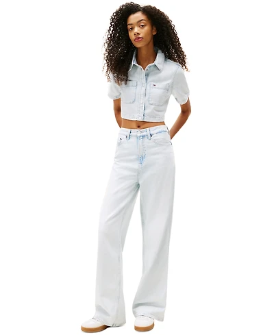 Tommy Jeans Women's Cropped Short-Sleeve Denim Shirt