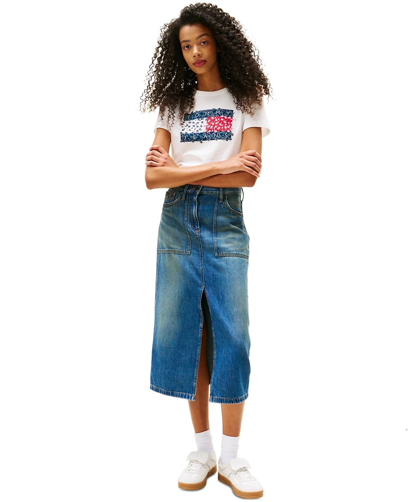 Tommy Jeans Women's Cotton Floral-Flag Graphic T-Shirt