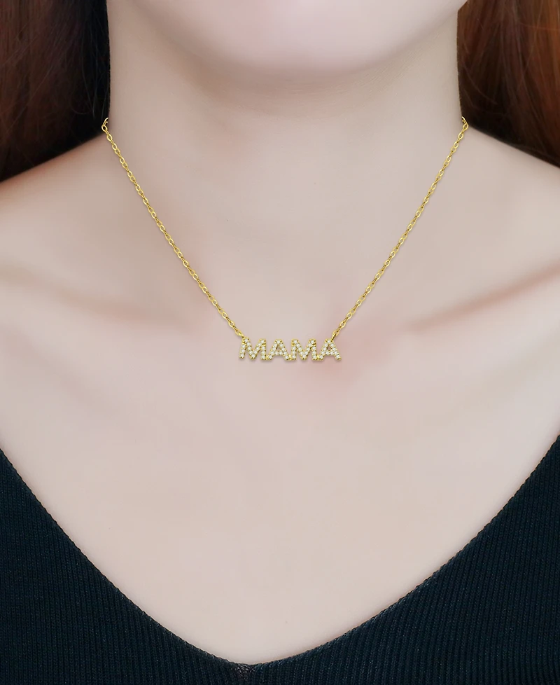 Giani Bernini Cubic Zirconia Mama Pendant Necklace 18k Gold-Plated Sterling Silver (also Silver), 16" + 2" extender, Exclusively at Mac