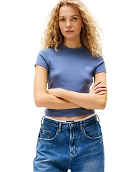 Tommy Jeans Women's Slim-Fit Cropped Ribbed T-Shirt