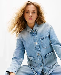 Tommy Jeans Women's Cotton Faded-Denim Trucker Jacket
